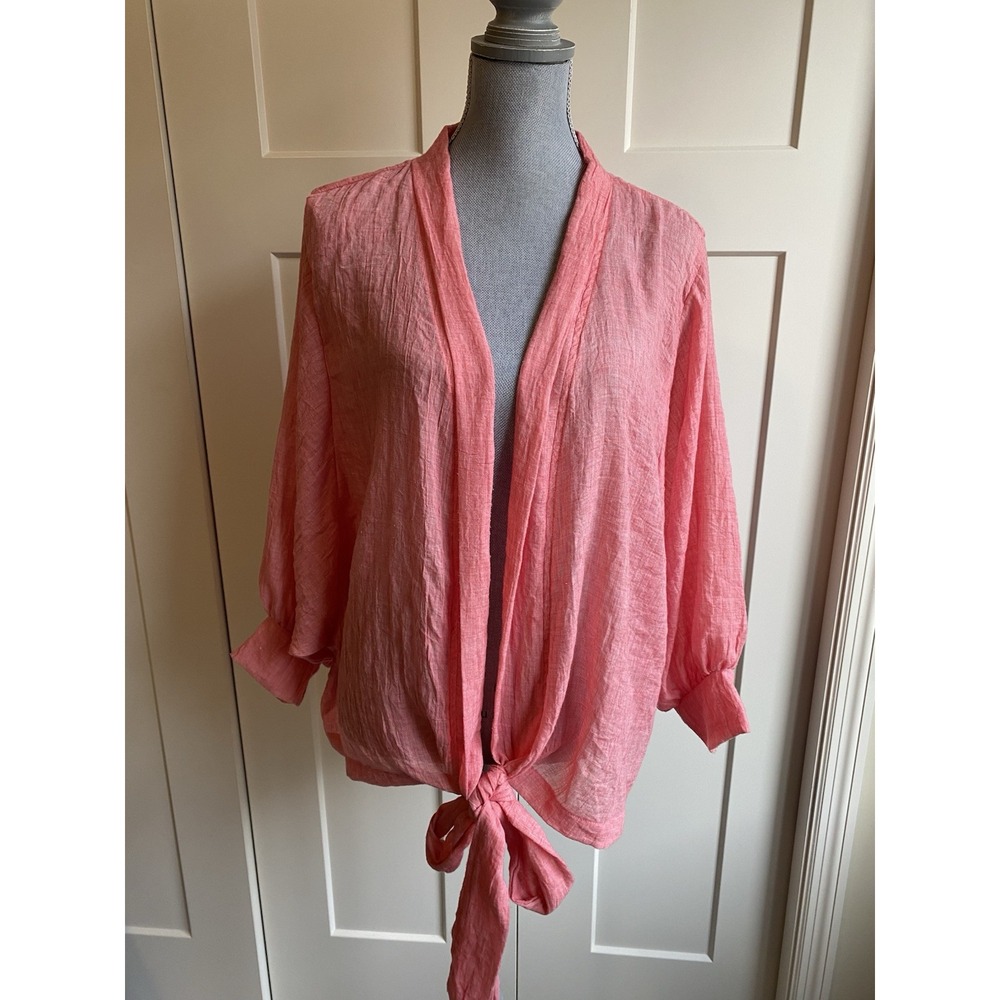 Jupee USA Anthropologie Top Women Medium Blouse Oversized Gauze Cotton Tie sku52